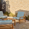 Neptune Armchairs Kew Teak Armchair with Raya Turchese Stripe Cushions