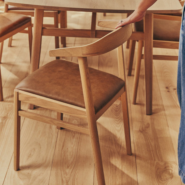 Neptune Furniture_Living & dining furniture_Dining & bar stools default Renewed Borough Oak Dining Chair, Tan Leather
