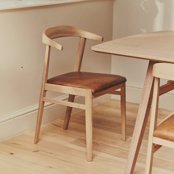 Neptune Chairs Borough Oak Dining Chair, Barnaby Leather