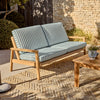 Kew 2-Sitzer-Gartensofa aus Teakholz, Raya Blue Stripe