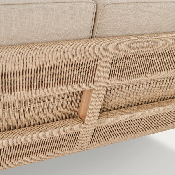 Neptune Sofas Kew Teak 2 Seater Sofa with Raya Turchese Cushions