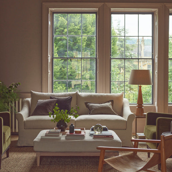 Neptune Furniture_Upholstery_Sofas default Renewed Long Island 3 Seater Sofa - Heavyweight Linen Pale Oat with Natural Oak Legs