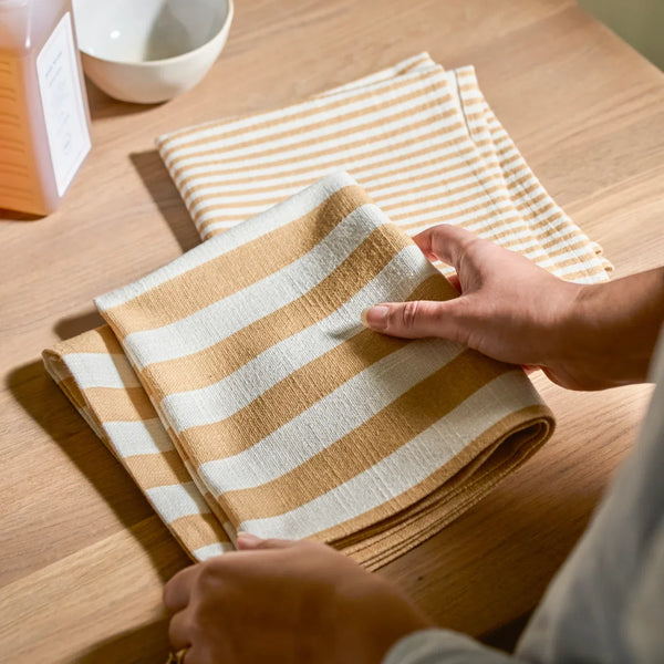 Neptune Accessories_Tabletop_Table linens default Aster Saffron Striped Tea Towels, Set of 2