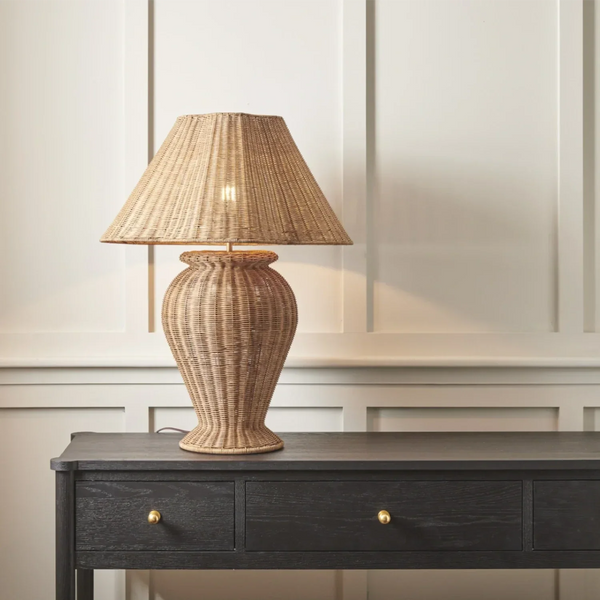 Neptune Accessories_Lighting_Table lamps Athena 22" Scalloped Rattan Athena Large Rattan Table Lamp