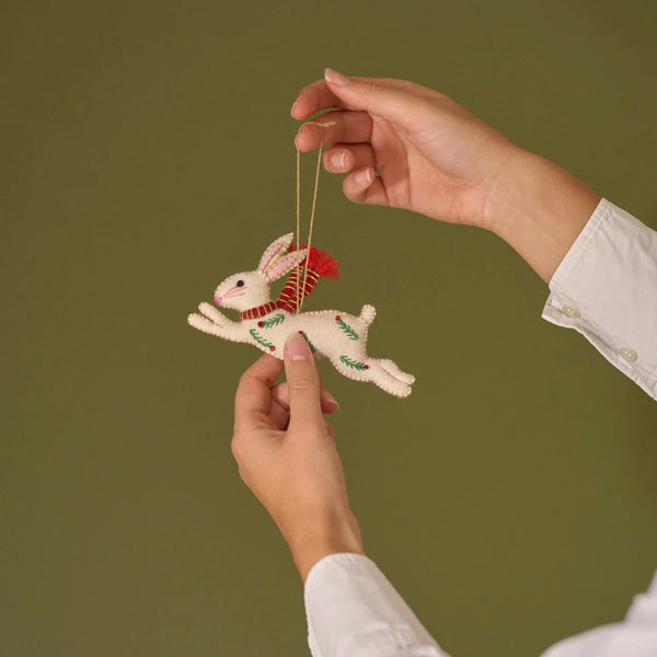 Neptune Seasonal_Christmas_Christmas tree decorations default Haydon Felt Jumping Hare Hanging Decoration
