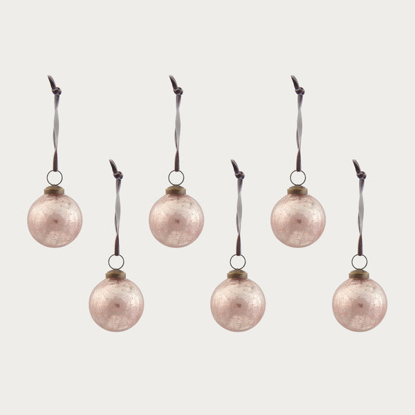 Neptune Christmas Decorations Elderfield Small Crackle Baubles, Set of 6