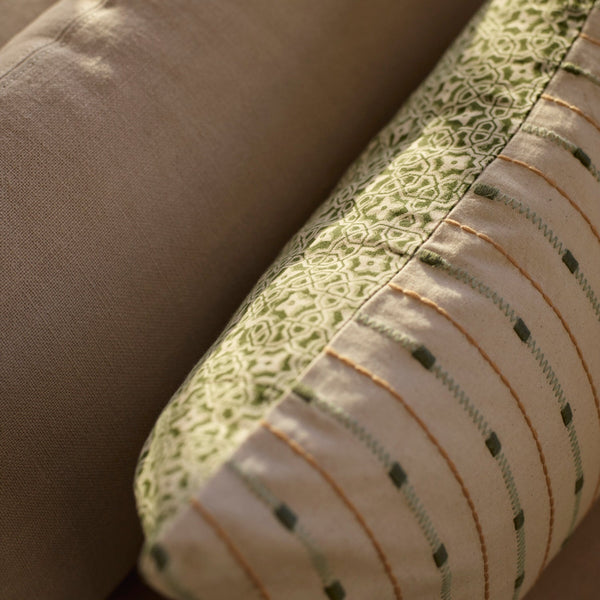 Neptune Cushions Frida Square Embroidered Scatter Cushion, Green
