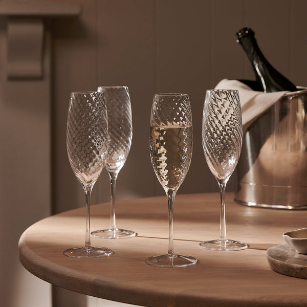 Neptune Glassware Islington Champagne Flutes, Set of 4