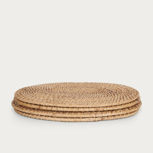 Neptune Tabletop Accessories Ashbourne Rattan Oval Placemats, Set of 4