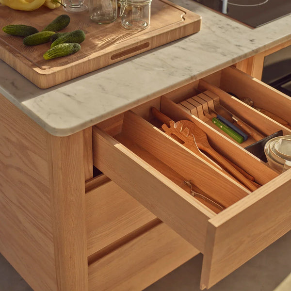 Neptune Kitchen_Kitchen furniture_Kitchen free standing default Borough Freestanding Oak Cooking Island with Marble Top