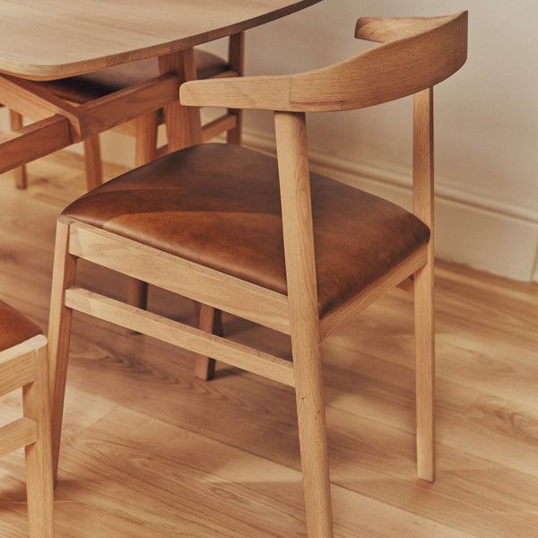 Neptune Furniture_Living & dining furniture_Dining & bar stools default Renewed Borough Oak Dining Chair, Tan Leather