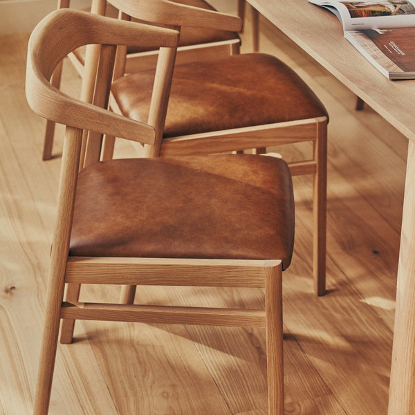 Neptune Furniture_Living & dining furniture_Dining & bar stools default Renewed Borough Oak Dining Chair, Tan Leather