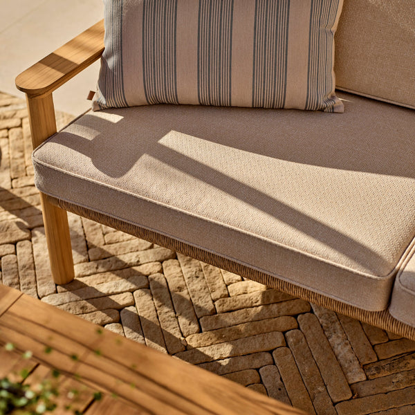 Neptune Sofas Kew Teak 2 Seater Sofa with Natural Cushions