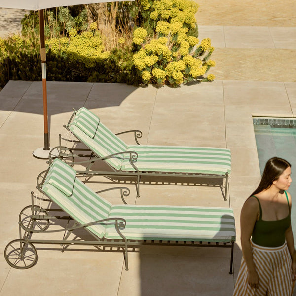 Neptune Sunlounger Green Stripe Cheltenham Sunlounger with Cushions