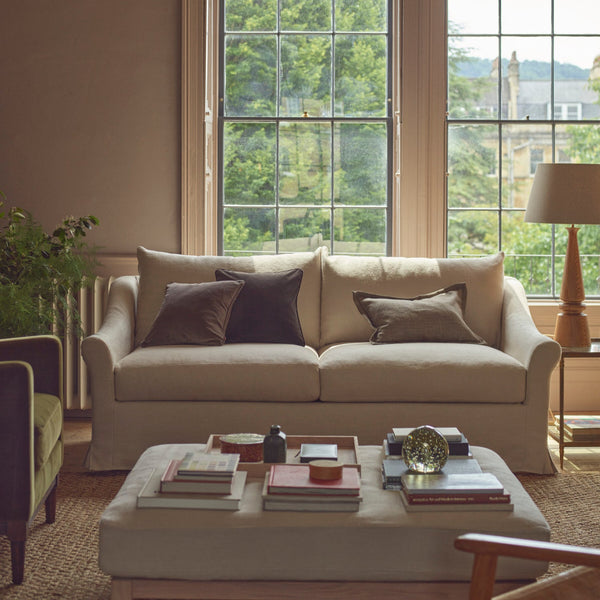 Neptune Furniture_Upholstery_Sofas default Renewed Long Island 3 Seater Sofa - Heavyweight Linen Pale Oat with Natural Oak Legs