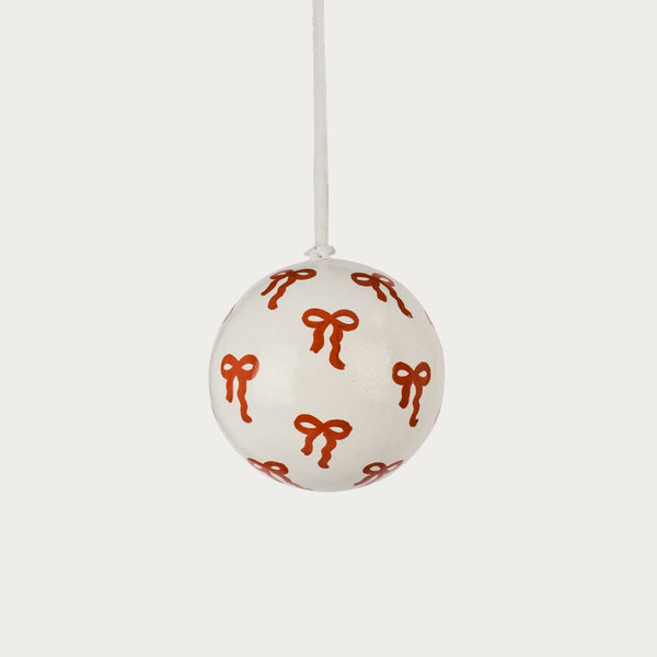 Neptune Seasonal_Christmas_Christmas tree decorations default Ridley Red Bows Papier Mâché Bauble