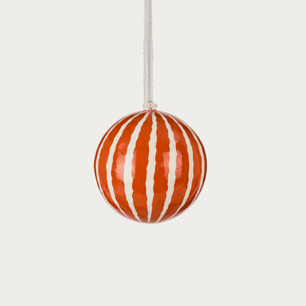 Neptune Seasonal_Christmas_Christmas tree decorations default Ridley Pinstripe Papier Mâché Bauble, Red