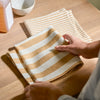 Neptune Accessories_Tabletop_Table linens default Aster Saffron Striped Tea Towels, Set of 2