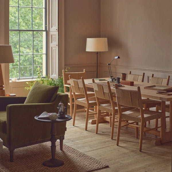 Neptune Battersea 8 Seater Oak Dining Table styled in an open plan living dining room