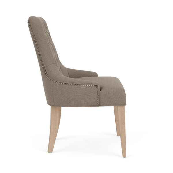 Neptune Furniture_Upholstery_Upholstered dining & bar stools default Henley Dining Chair, Heavyweight Linen Spelt with Vintage Oak Legs