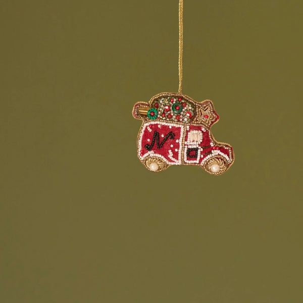 Neptune Seasonal_Christmas_Christmas tree decorations default Highbury Beaded Neptune Red Van Hanging Decoration