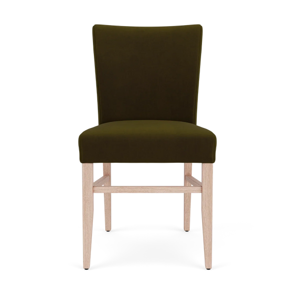 Neptune Furniture_Upholstery_Upholstered dining & bar stools default Miller Dining Chair, Cotton Velvet in Dark Olive - Pale Oak Legs